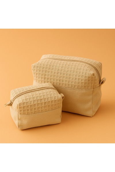 Lobya Roya-Dora Натурална тъкан 2-отделение за грим, козметика и органайзер чанта