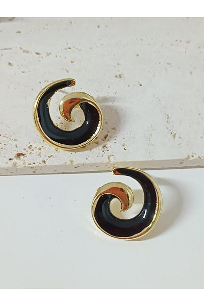 mos&more Black Gold Spiral Women's Earrings