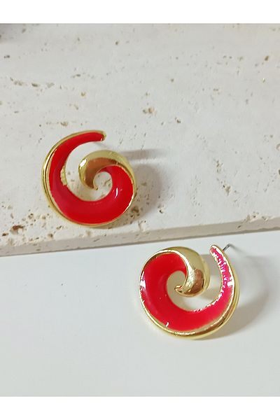 mos&more Burgundy Gold Spiral Women's Earrings