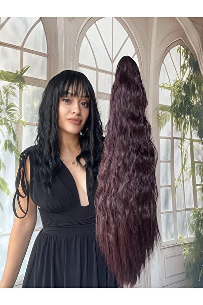 Suzan Peruk Gerçek saç dokusunda At kuyruğu Postiş Mandallı Tokalı Saç eklentisi