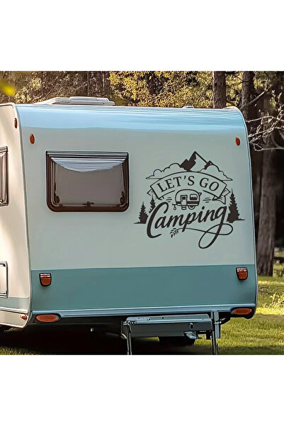 STİCKERCI BEY Let's Go Camping Kamp Karavan Sticker 60*60 cm