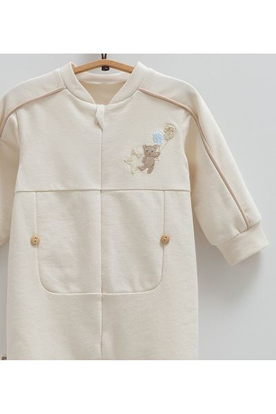 Caramell Baby Boy Romper 100% Cotton Teddy Bear Embroidered Interlock Fabric (1-12 Months)