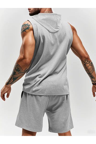 bellanova Athletic Vest and Shorts Set, Lace-Up Printed Tank Top with Hood,