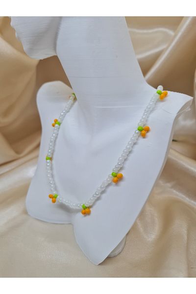 ZEYM Colorful Bead Necklace with Cherry Detail – Handmade Summer Design