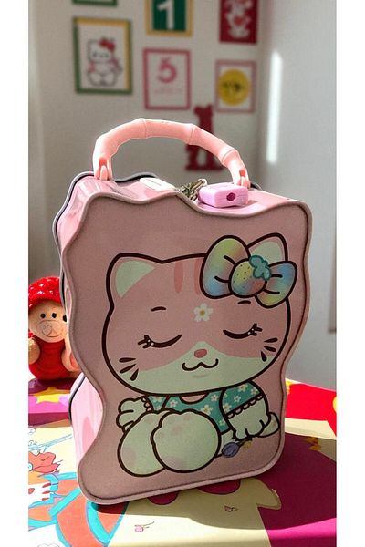 MİLAYS LİFE HOME COLLECTİON Cute Metal Hello Kitty Piggy Bank with Lock Protection