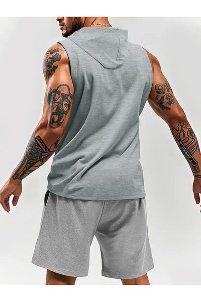 bellanova Athletic Vest and Shorts Set, Lace-Up Printed Tank Top with Hood,
