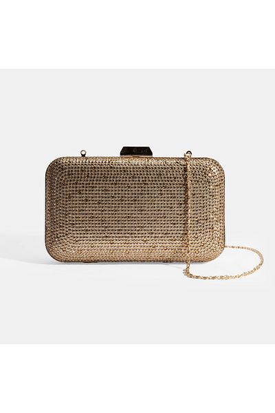 Desa Women's Gold Stone Detailed Portfolio Evening Bag