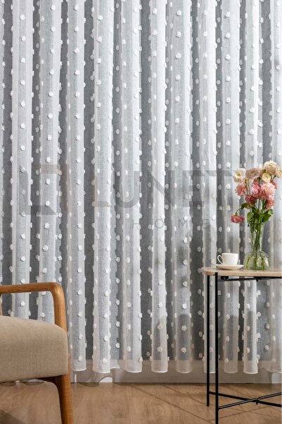 LUNETT HOME جاهزة للاستخدام، ستارة من التول المطوي بنمط بوم بوم على خلفية من ...