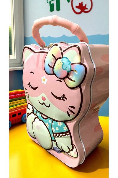 MİLAYS LİFE HOME COLLECTİON Cute Metal Hello Kitty Piggy Bank with Lock Protection