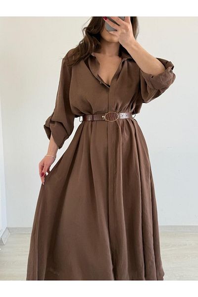 Lavanta Tekstil Рокля с риза с колан