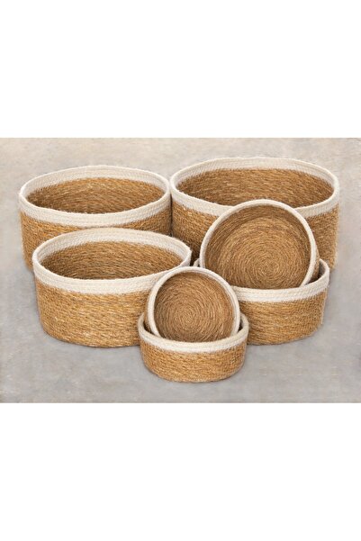 URALLAR HOME DESİGN SEPET YUVARLAK KREM KENAR
