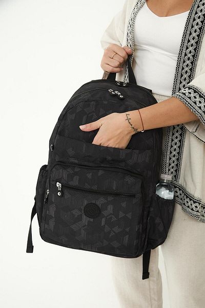 H&D COLLECTİON Unisex Αδιάβροχο υπερμεγέθη τσακισμένο ύφασμα πολλαπλών ματιών Laptop School and Travel Backpack 3062