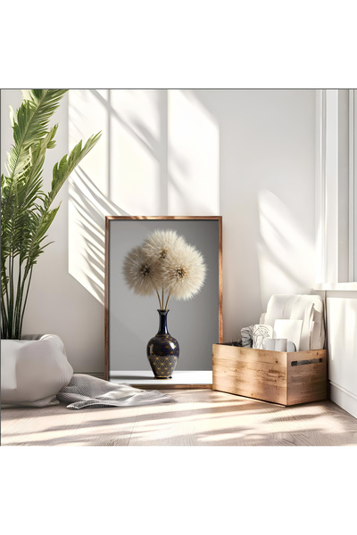 alphobitasarım Vază albastră și plantă cu semințe - Operă de artă minimalistă...