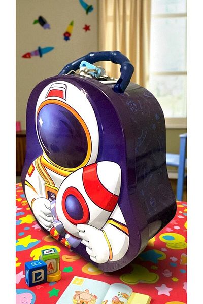 MİLAYS LİFE HOME COLLECTİON Cute Metal Astronaut Piggy Bank with Lock Protection