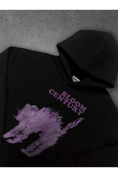 Kalic Studio Cupla Unisex Purple Cat Sweatshirt Black