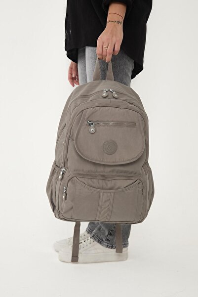 H&D COLLECTİON Water Resistant Crinkle Fabric Multi-Compartment Laptop School and Travel Backpack 3061