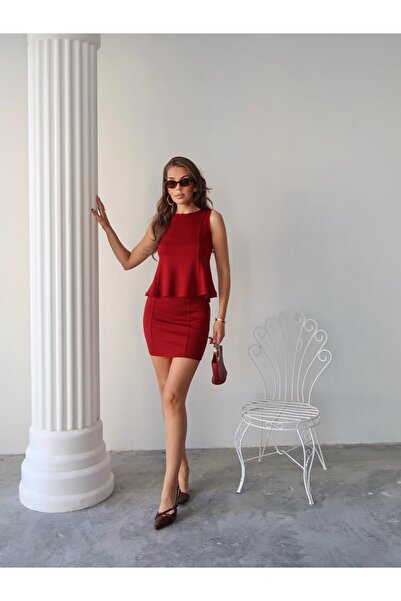 Genel Markalar Modal Kumaş Volanlı Mini Etek Alt Üst Takım