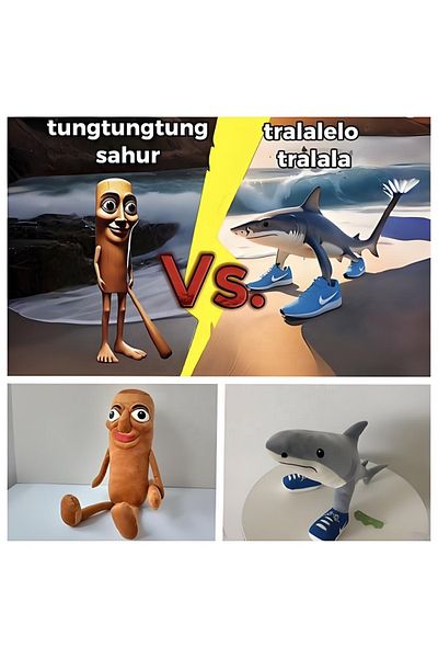 victiny Plush Pillow Toys Italian Brainrot Tralalero Tralala Tung Tung Tung Sahur Stuffed Doll D