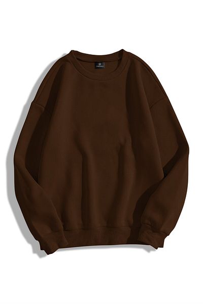 Kalic Studio Unisex Basic Crew Neck Sweatshirt Brown