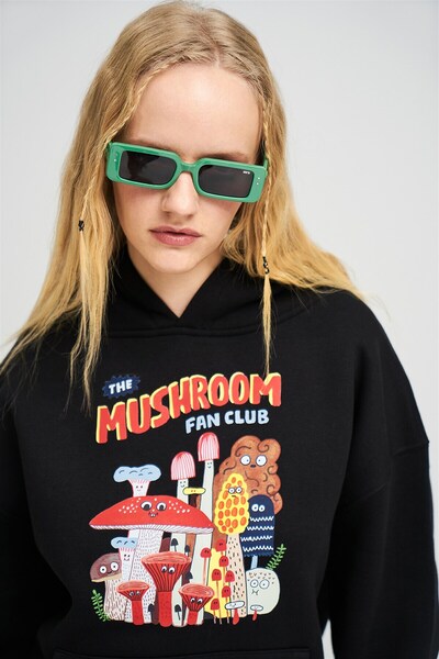 Tarzsokak Ουνισέξ Μαύρο Φούτερ  "The Mushroom Fan Club "