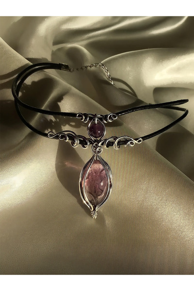 Freya Atelier Ametrin Doğal Taş Çelik Choker Kolye