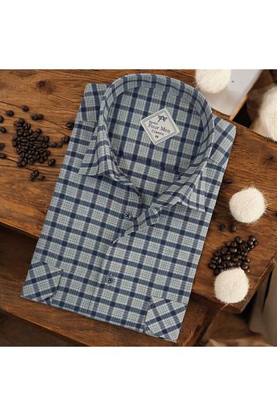 GÖMLEK GALERİSİ Men's Classic Relaxed Fit Plaid Double Pocket Long Sleeve Shirt