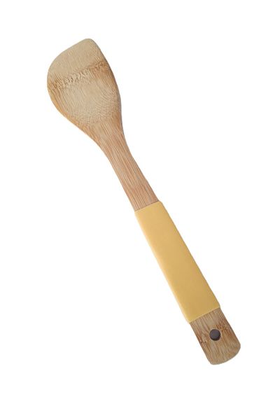 Evmoni Bamboo Spatula with Silicone Handle / Yellow-30 cm