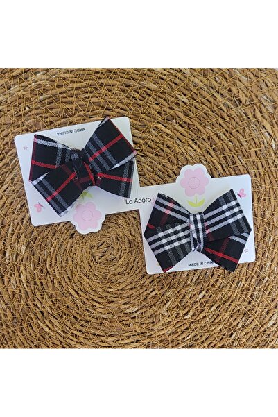 LO ADORO 2-комплект червоно-біло-синьо-картата бантик-шпилька для волосся дів...