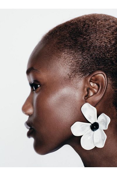mos&more Brand Earrings, Gray Flower Big Women's Earrings