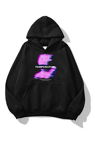 Tarzsokak Unisex Φούτερ Θερμοκρασίας Hoodie Μαύρο