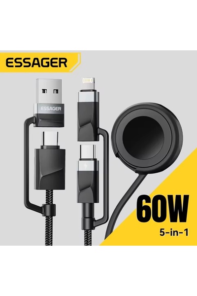 essager 5'i 1 arada Usb-A/Tip-C'den Tip-C'ye/İphone Lightning/Watch Saat/PD 6...