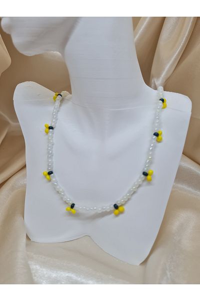 ZEYM Handmade Summer Necklace with Lemon Beads – Elegant Jewelry with Yellow Detail