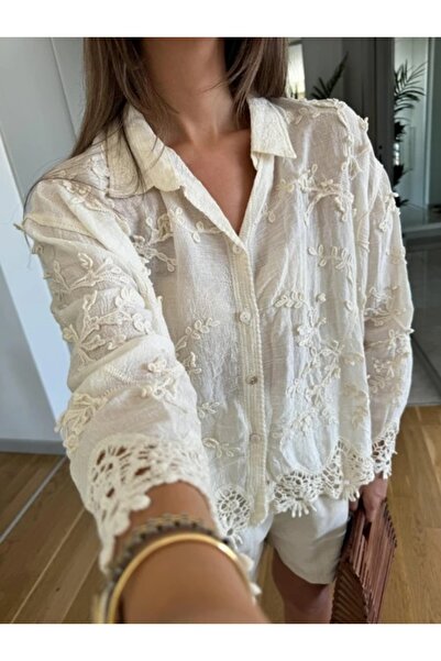 Lavanta Tekstil Πουκάμισο με κορδόνια