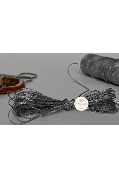 Düğüm Hobi Atölyesi Gümüş Gri Simli Mumlu İp 1 mm – 1 Metre | Takı Yapımı, Bileklik ipi, Makrome, El Sanatları İpi