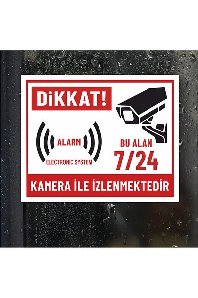 zafrakreklam This Area Is 24 Hours Camera Security Sticker Foil Printing 5Pcs Sticker Outdoor 15X12Cm