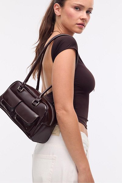 Stradivarius Shoulder bag with pockets and long strap