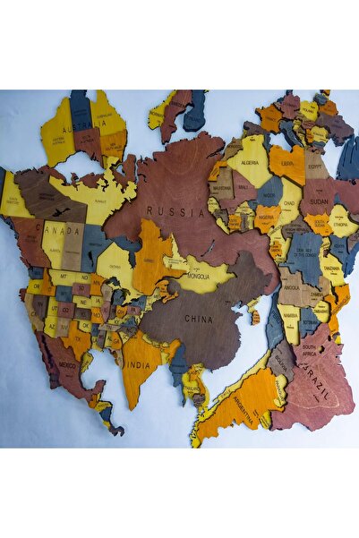 MapofX Ahşap Dünya Haritası Duvar Tablosu Ofis Dekor (Basic, Small - 110x60 cm, Ahşap) MF506