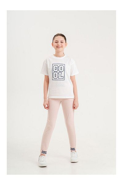 LC Waikiki Crew Neck Printed Short Sleeve Girls' T-Shirt and Sweatpants