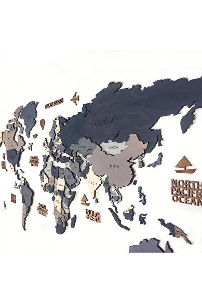MapofX Ahşap Dünya Haritası Duvar Tablosu Dekor (Basic, Medium - 150x80 cm, Ahşap) MF511