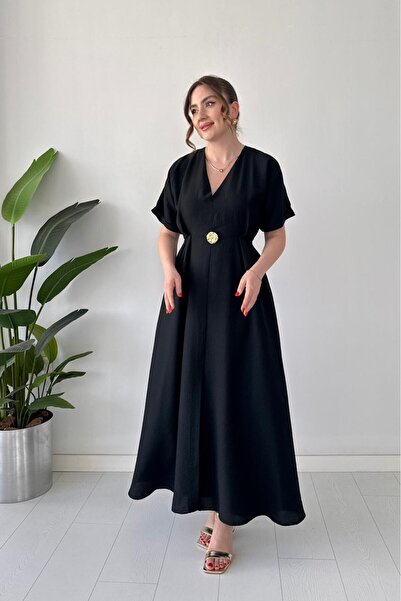 MaziButik Single Brooch Dress Black