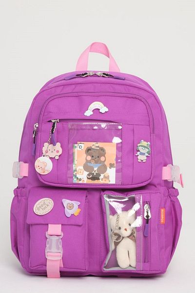 Roxbros Set of 3 Girls' Primary School Bag with Korean Style Accessories Backpack with Pen Holder and Lunch Bag