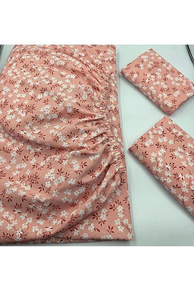 pınarhome collectıon Fabric Fitted Sheet + Pillow Case with Cover for Pad Beds (Corner Depth 30 cm) New Season***