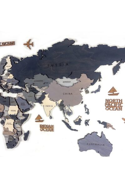 MapofX Ahşap Dünya Haritası Duvar Tablosu Dekor (Basic, Medium - 150x80 cm, Ahşap) MF511
