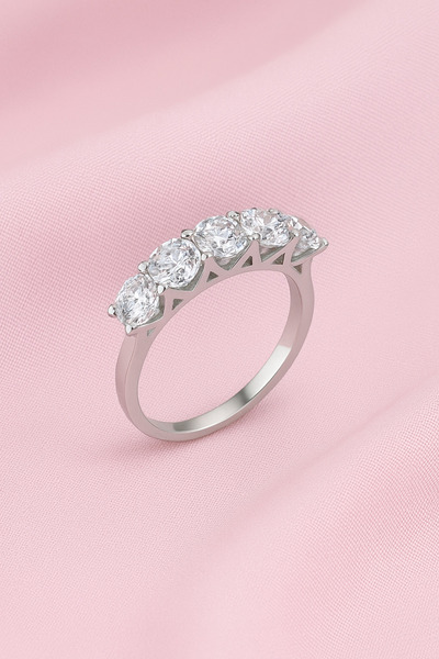 Crystal Diamond Zirconia Işıklı kutuda 1 karat beştaş yüzük