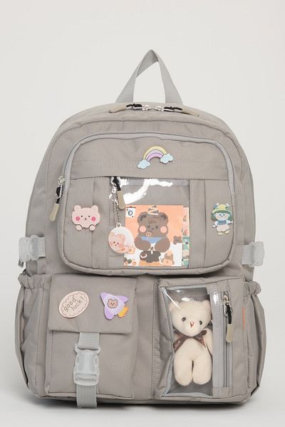 Roxbros Kawaii Korean Style Set of 3 with Accessories Children's Primary School Bag Backpack with Pen Holder and Lunch Bag