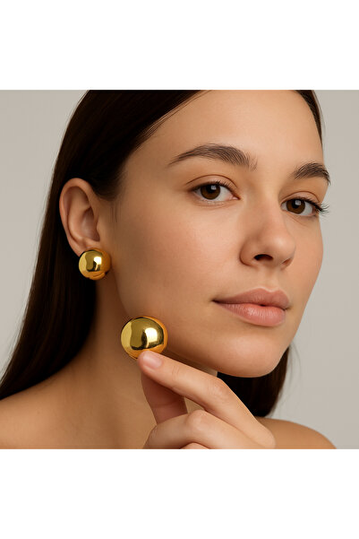 monalisatoka Kadın CLEO Büyük Boy Gold Küpe