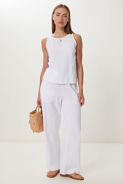 Lovelyİstanbul Linen Blouse Pants Set Lmc0062 White 36