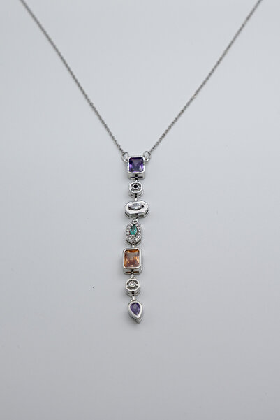 Limosse Jewelry قلادة أوريون 7 عناصر هندسية فضية على شكل حرف Y