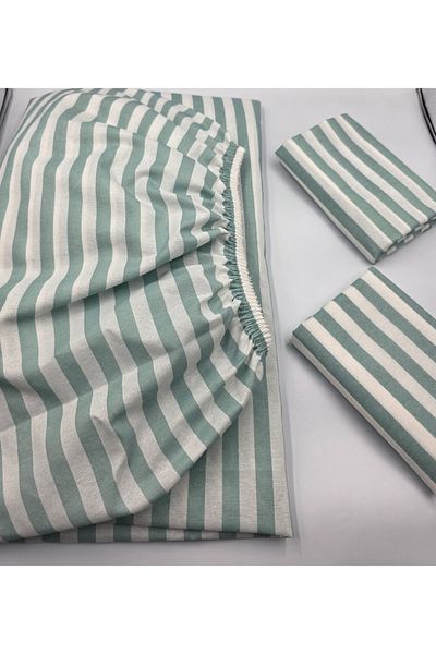 pınarhome collectıon Fabric Fitted Sheet + Pillow Case with Cover for Pad Beds (Corner Depth 30 cm) New Season***