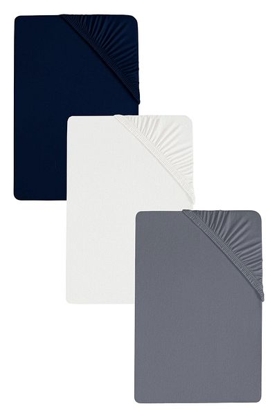 COTENCONCEPT 3 Plain Cotton Single Sheets 80 X 200 + 30 cm Elastic Combed Cotton Sheets